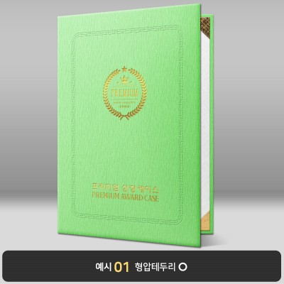 라임 나뭇결패턴 상장케이스 세로형 C04