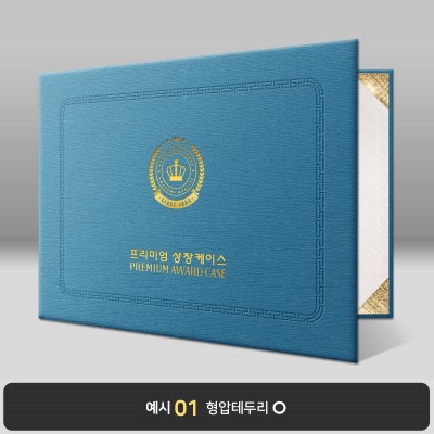 앤틱블루 나뭇결패턴 상장케이스 가로형 C12