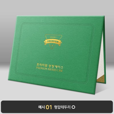 그린 나뭇결패턴 상장케이스 노트북형 C20