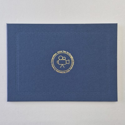 다크블루 엠보패턴 상장케이스 가로형 SC002022